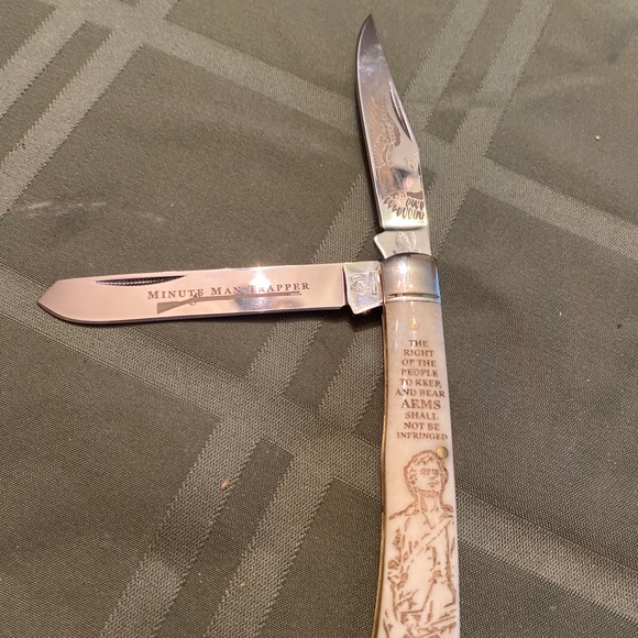 ROUGH RYDER RR1447 Minute Man Trapper White smooth bone knife 4 1/8" closed NEW! - Picture 1 of 7